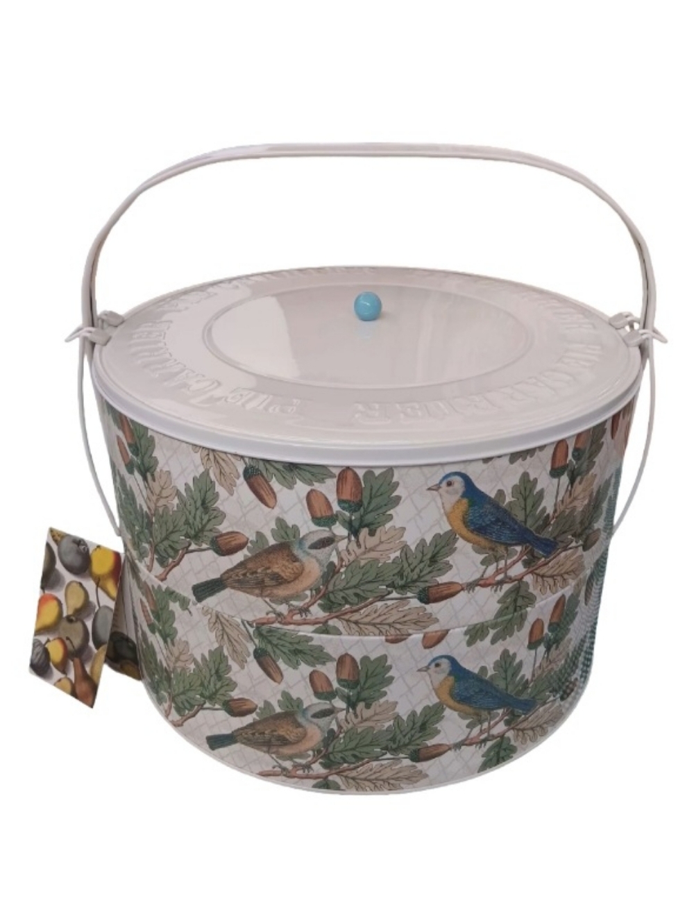 John Derian Double Pie Carrier | Stamped Metal | Bird & Leaf Design